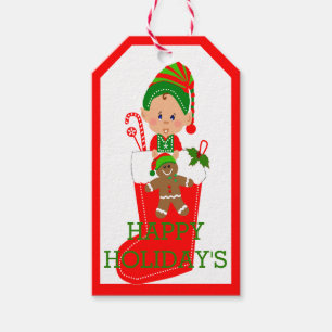 Étiquettes-cadeau Bonnes fêtes Elf