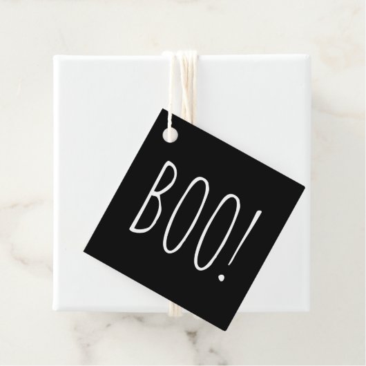 Étiquettes Cadeau Boo Black Halloween | Mention minimaliste Cute (En situation)