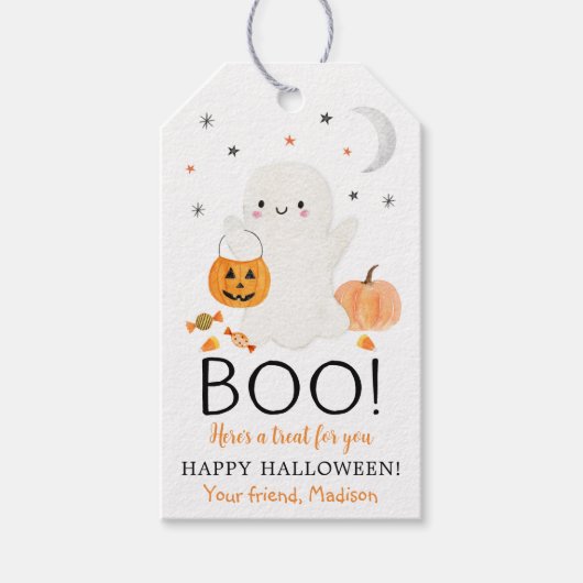 Étiquettes-cadeau BOO Ghost Halloween Favween Treat (Devant)