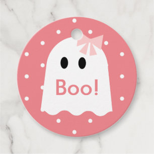 Étiquettes Cadeau Boo ! Halloween Fantôme Pois rose