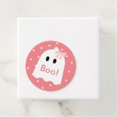 Étiquettes Cadeau Boo ! Halloween Fantôme Pois rose (En situation)