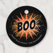 Étiquettes Cadeau Boo | Halloween noir et orange (Devant)