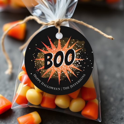 Étiquettes Cadeau Boo | Halloween noir et orange