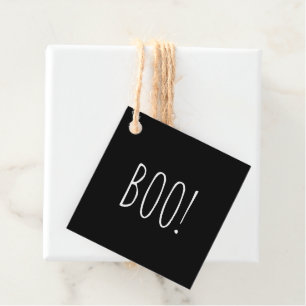 Étiquettes Cadeau Boo noir blanc minimaliste simple mignon Halloween