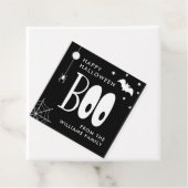 Étiquettes Cadeau Boo noir et blanc heureux Halloween (En situation)