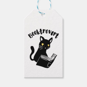 Étiquettes-cadeau Booktrovert chat avec livre