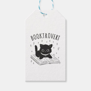 Étiquettes-cadeau Booktrovert chat avec livre et étoiles