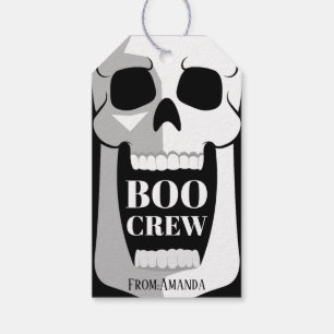 Étiquettes-cadeau Boot Crew Kull Halloween Éffrayant noir et blanc