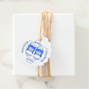 Étiquettes Cadeau BOOTIES BLEUES DE GARÇON BABY SHOWER Favoris ronds