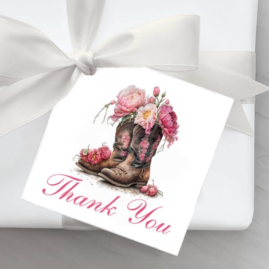 Étiquettes Cadeau Boots rustiques Pays Rose Floral Mariage Merci