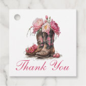 Étiquettes Cadeau Boots rustiques Pays Rose Floral Mariage Merci (Devant)