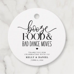 Étiquettes Cadeau Booze Food and Bad Dance déplace le Faire-part de