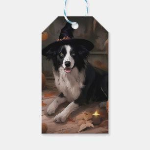 Étiquettes-cadeau Border Collie Citrouilles Halloween Épouvantable