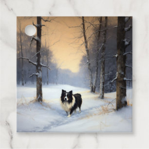 Étiquettes Cadeau Border Collie Laissez Tomber La Neige Noël