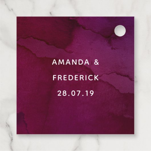 Étiquettes Cadeau Bordo Violet Plum Aquarelle Mariage Floral (Dos)