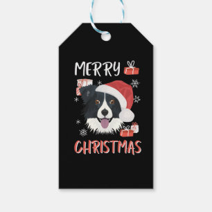 Étiquettes-cadeau Bordure Collie Noël