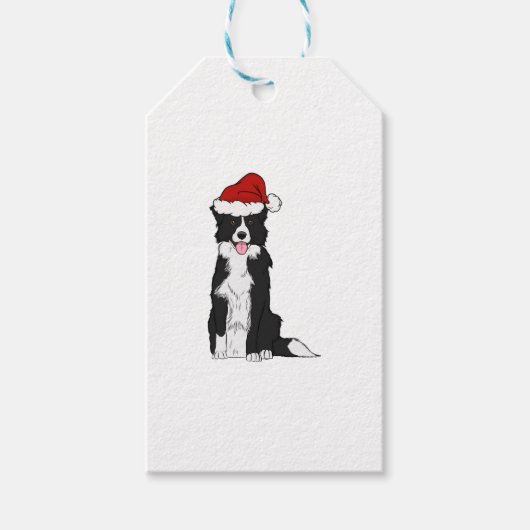 Étiquettes-cadeau Bordure de Noël Collie (Devant)