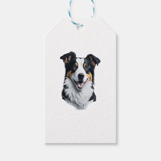 Étiquettes-cadeau Bordure face Collie (Devant)