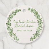 Étiquettes Cadeau Bordure florale dessinée à la main verte (Devant)