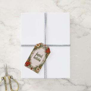 Étiquettes-cadeau Bordure ornée victorienne avec Mariage Fleur sauva