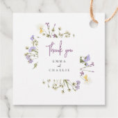 Étiquettes Cadeau Botanique Boho Fleur sauvage lilas Script mariage (Dos)