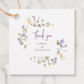 Étiquettes Cadeau Botanique Boho Fleur sauvage lilas Script mariage (Devant)