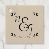 Étiquettes Cadeau Botanique de la feuille noire Rustique moderne Mar (Devant)