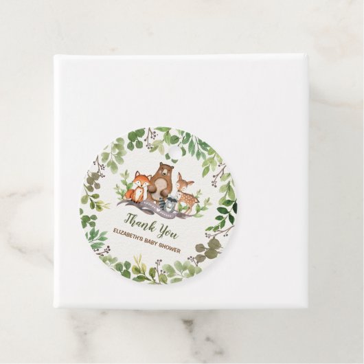 Étiquettes Cadeau Botanique Forêt Botanique Animaux Douche d'anniver (En situation)