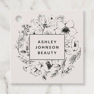 Étiquettes Cadeau Botanique moderne Blush et Black Carré Business C