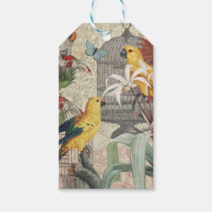 Étiquettes-cadeau Botanique Vintage Oiseaux Nature Tropical Antique