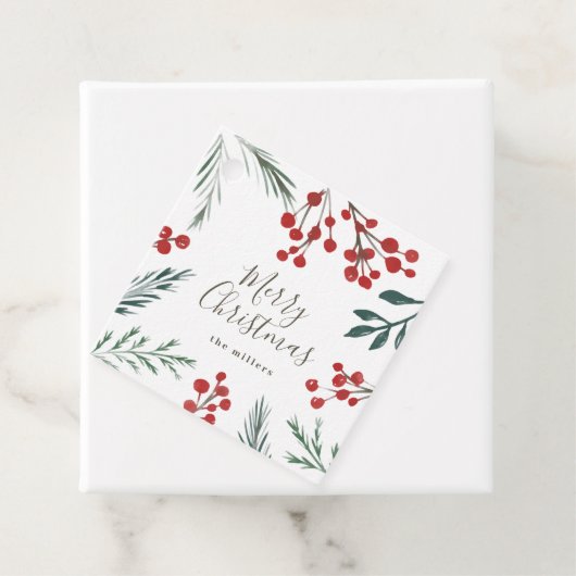 Étiquettes Cadeau Botaniques d'hiver Elégant Noël de Noël de Noël de (En situation)