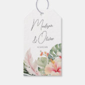 Étiquettes-cadeau Botaniques tropicales Aquarelle Mariage Favoriser (Devant)