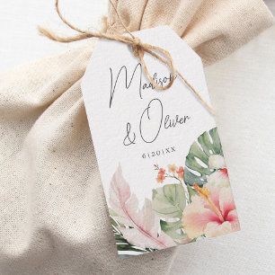 Étiquettes-cadeau Botaniques tropicales Aquarelle Mariage Favoriser