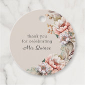 Étiquettes Cadeau Botte de fille Boho Floral Mis Quince Merci (Devant)
