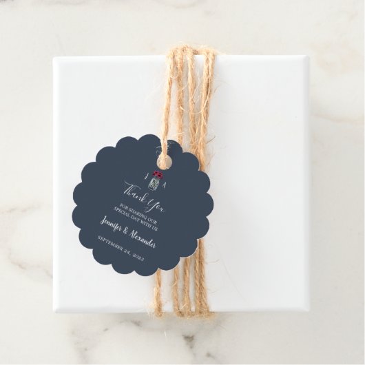 Étiquettes Cadeau Botte de mason rustique monogramme marine bleu mar (En situation)