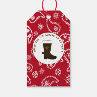 Étiquettes-cadeau     Bottes de cowboy personnalisées avec bandana r
