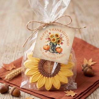 Étiquettes Cadeau Bottes de tournesol aquarelle rustique Thanksgivin