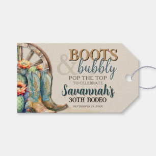 Étiquettes-cadeau Bottes et Bulles Faveurs de Cowgirl Western de Cam