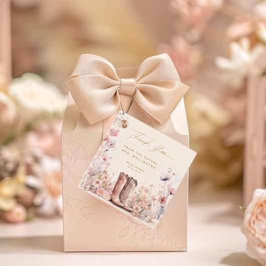 Étiquettes Cadeau Bottes et bulles Fête de mariage champêtre de cowg
