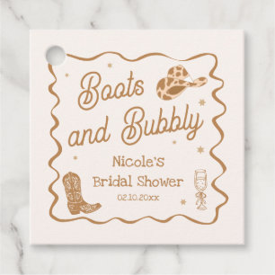 Étiquettes Cadeau Bottes Marron et Fête de Fiançailles de Bubby