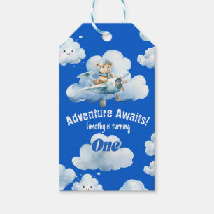 Étiquettes-cadeau Boucle pour le 1er anniversaire de Teddy Sky Ride