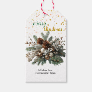 Étiquettes-cadeau Boughs de Fêtes Naturels Rustiques Noël 