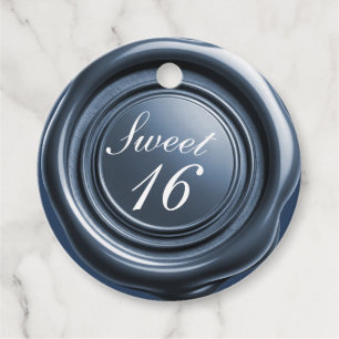 Étiquettes Cadeau Bougie Bleu Poussiéreux avec Sceau de Cire à Goutt
