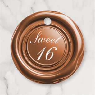 Étiquettes Cadeau Bougie Épice Orange Sceau de Cire Goutte Douce 16 