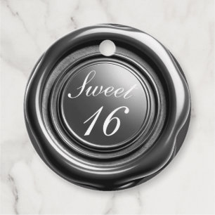Étiquettes Cadeau Bougie noire cire sceau goutte mariage doux 16