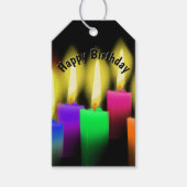 Étiquettes-cadeau Bougies d'anniversaire sur noir (Devant)