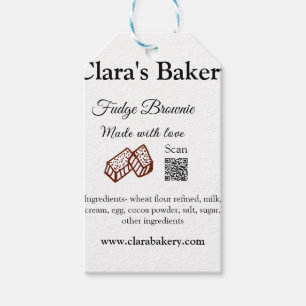 Étiquettes-cadeau Boulangerie brownie ajouter les ingrédients fabriq