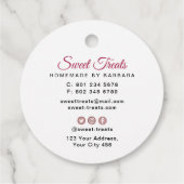 Étiquettes Cadeau Boulangerie de friandises (Dos)