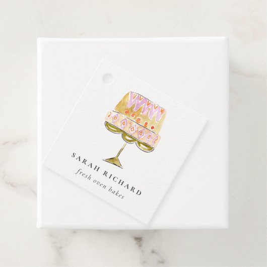 Étiquettes Cadeau Boulangerie de gâteau couleur pastel minimum (En situation)