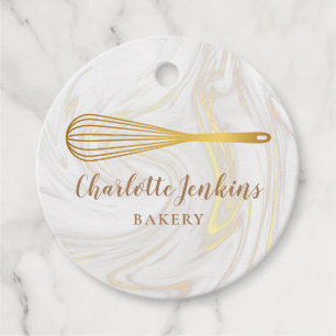 Étiquettes Cadeau Boulangerie Pâtisserie Gold Whisk Tourbillons de M